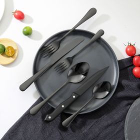 48-Piece Silverware Set Stainless Steel Cutlery Flatware Utensil Kitchen For 8 (Color: black)
