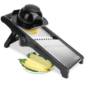 Mandoline Food Slicer Stainless Steel Food Cutter Vegetable Fruit Chopper Grater Peeler (Color: black)