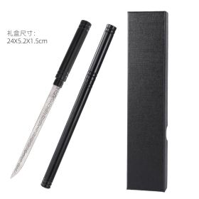 Portable Fruit Knife And Tea Knife, Longquan Laser-Patterned Overlord Tea Knife, Toy And Metal Ornament For Tea Ceremony (Color: black)